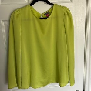 Vince Camuto neon yellow flowy blouse with gathered shoulder detail. So pretty!